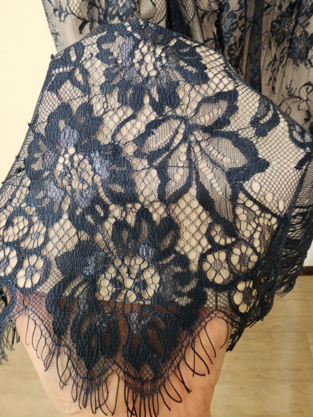 Modcloth Dress Retro Lace Overlay Cocktail Date Night Navy Over Nude size 3X - Picture 3 of 11